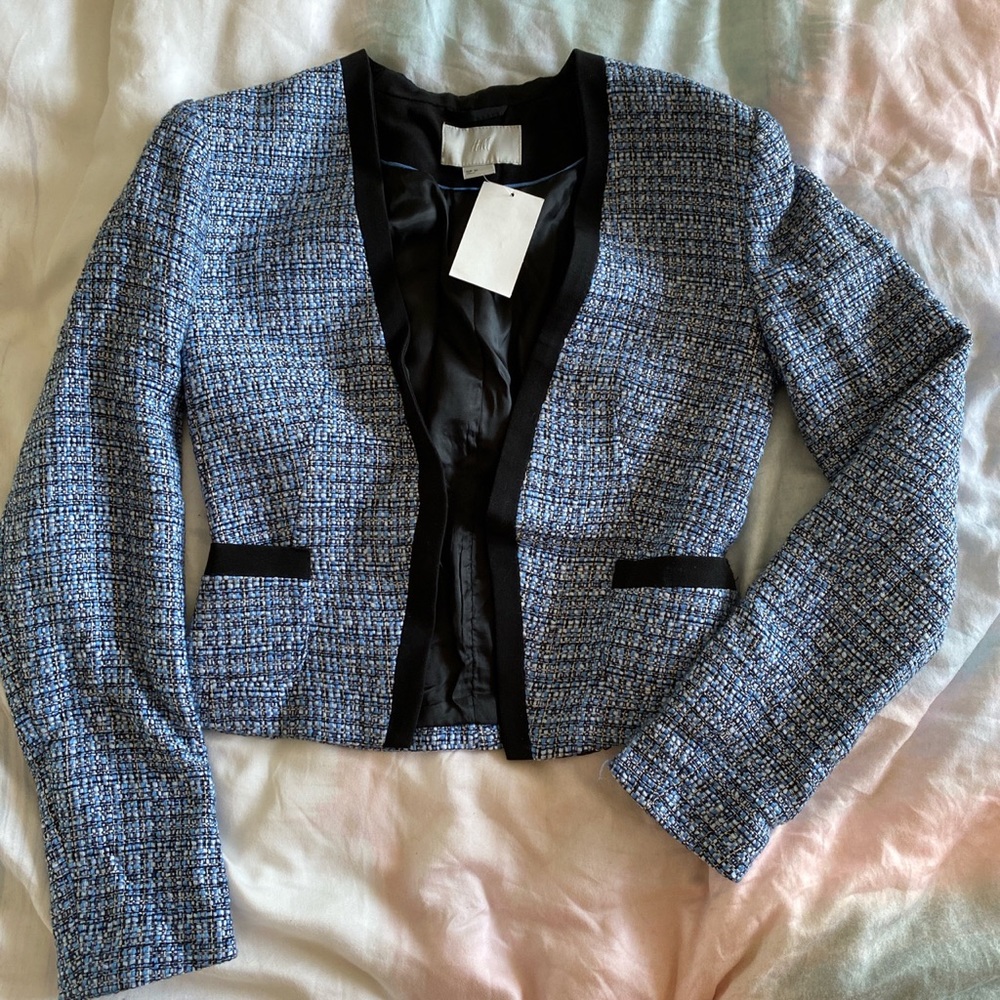 Blue tweed cropped blazer
